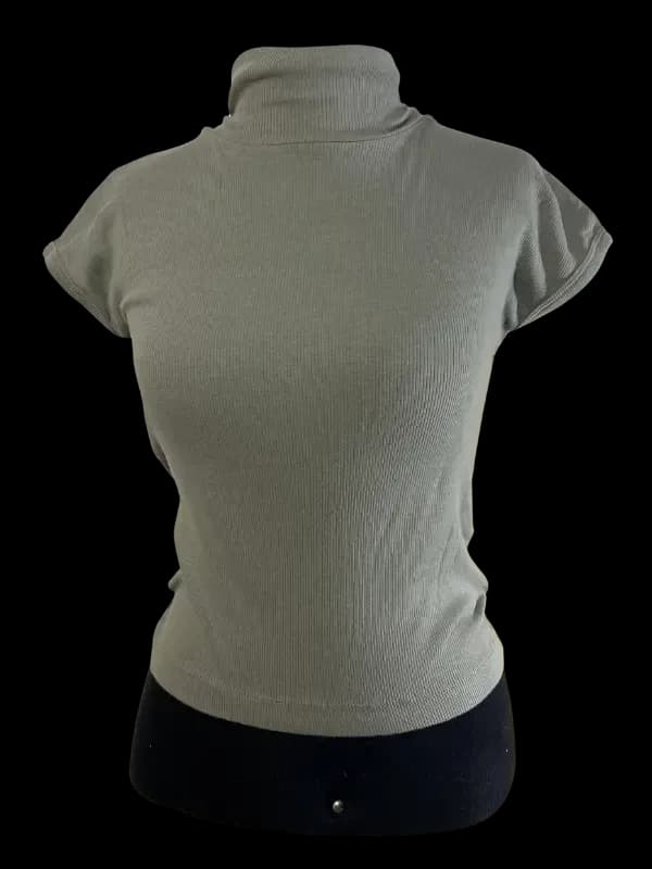 Blusinha sem manga de Gola Alta Verde Musgo