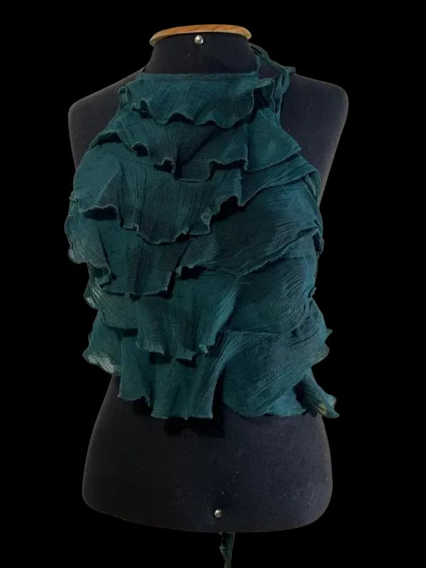 Blusa Frente Única com Babados Verde
