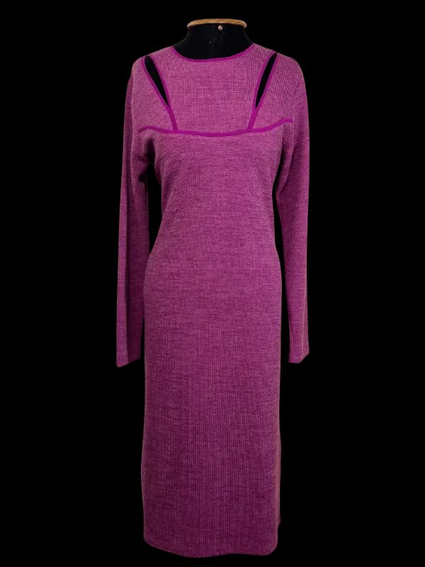 Vestido longo canelado roxo