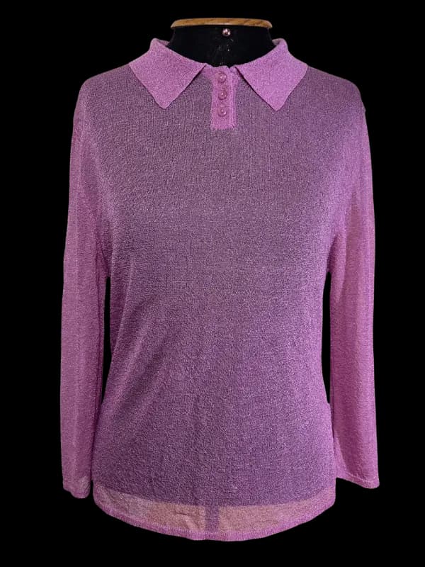 Blusa tricô lilás metalizado