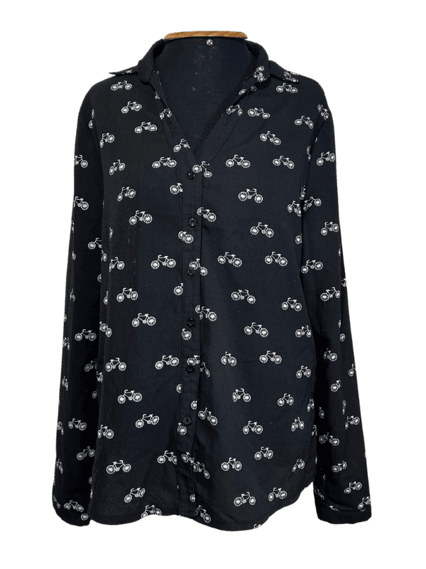 Camisa Preta Estampa Bicicletas
