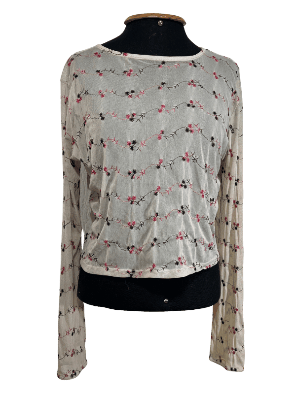 Blusa Tule Bordado Floral
