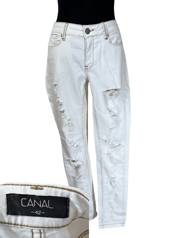 Calça Jeans Branca Destroyed